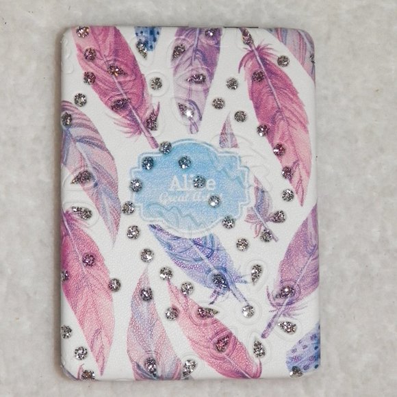 NEW Feathers Embellished Compact Mirror - Picture 1 of 6